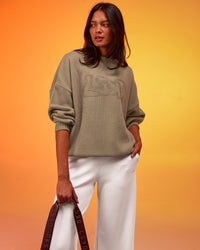 Woman wearing All Day Active Knitted Sweater - Taupe Ash | Model:Alex | Size:XS | Thumbnail Index: 6