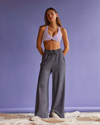 Woman wearing Aspire Twist Sports Bra - Pale Lilac | Model:Beatriz | Size:XS | Thumbnail Index: 2