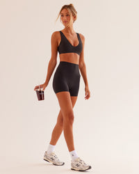 Woman wearing Bend & FLX Plunge Sports Bra - Black | Model:Georgia | Size:XS | Thumbnail Index: 8