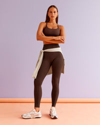 Woman wearing Elixir Ultra High-Rise Full Length Legging Pockets - Hot Chocolate | Model:Brylee | Size:XS | Thumbnail Index: 3