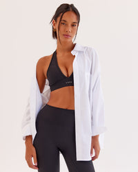Woman wearing Go-To Oversized Shirt - White | Model:Tali | Size:XS | Thumbnail Index: 0