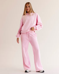 Woman wearing Go-To Script Oversized Hoodie - Marshmallow | Model:Taneisha | Size:XS | Thumbnail Index: 1