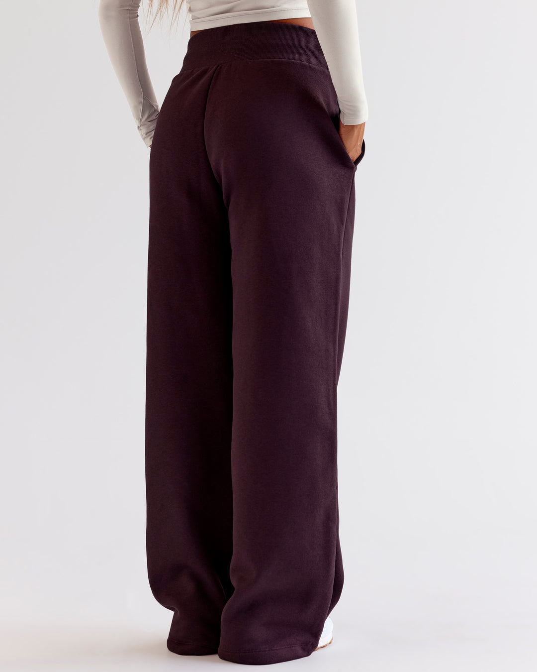 Woman wearing Go-To Wide Leg Track Pant - Midnight Plum | Model:Jaimee | Size:XS - view 4