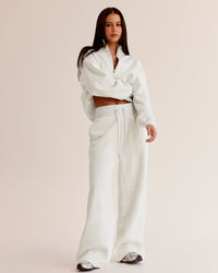 Woman wearing Go-To Wide Leg Track Pant - Silver Marl | Model:Eliza | Size:XS | Thumbnail Index: 6