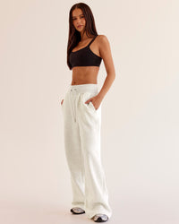 Woman wearing Go-To Wide Leg Track Pant - Silver Marl | Model:Eliza | Size:XS | Thumbnail Index: 4