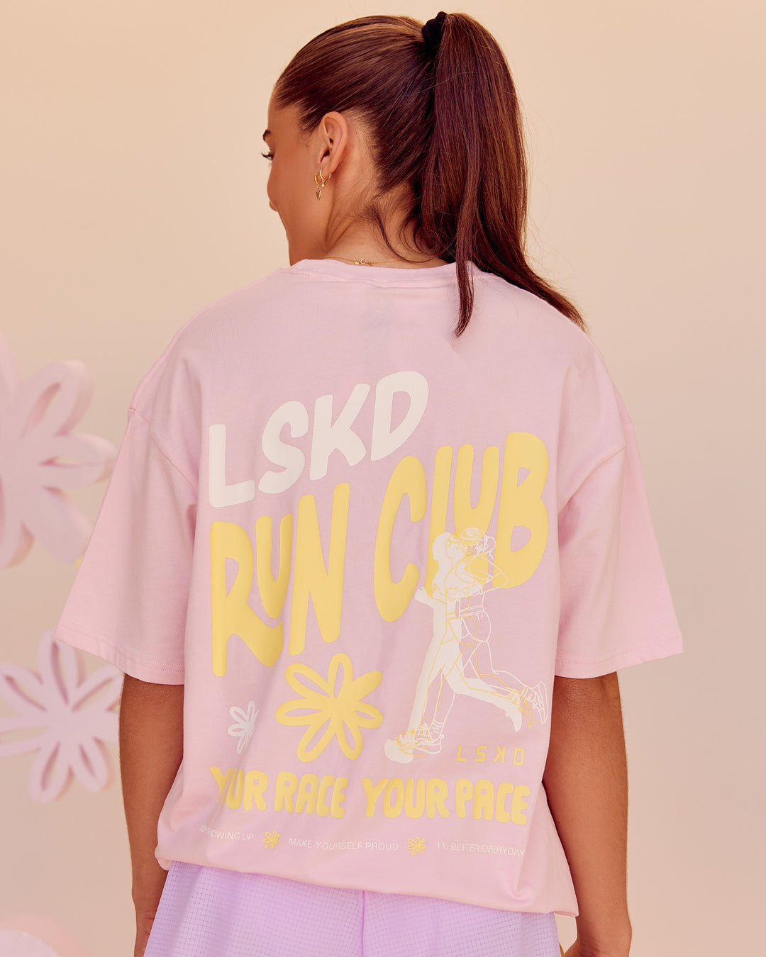 Woman wearing Grace Grove FLXCotton Oversize Tee - Marshmallow | Model:Grace | Size:XS - view 5