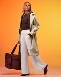 Woman wearing On the Move Trench Coat - Shale Beige | Model:Hailey | Size:XS | Thumbnail Index: 4