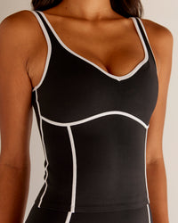 Woman wearing Power Sweetheart Shelf Bra Tank - Black | Model:Tali | Size:XS | Thumbnail Index: 3