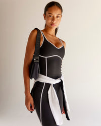 Woman wearing Power Sweetheart Shelf Bra Tank - Black | Model:Tali | Size:XS | Thumbnail Index: 0