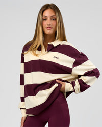 Woman wearing Clubhouse Rugby Polo - Off White-Cherry | Model:Georgia | Size:XS | Thumbnail Index: 5
