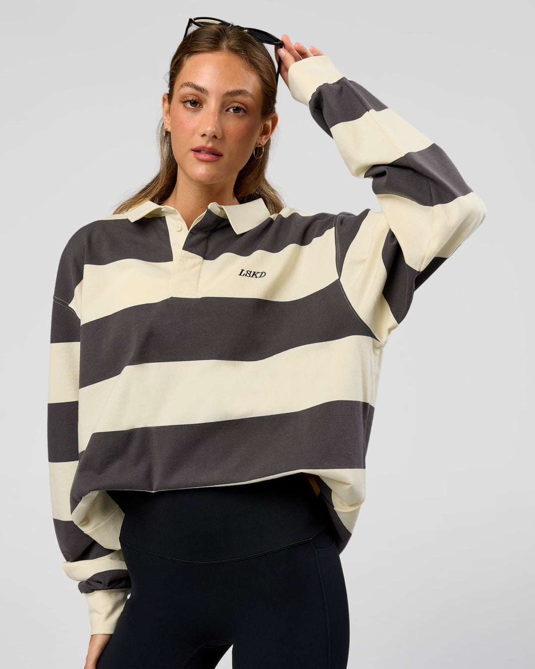 Clubhouse Unisex Rugby Polo - Off White-Grey - view 3