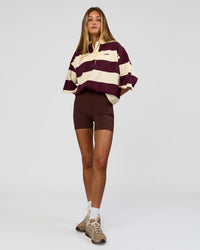 Woman wearing Oversized Rugby Polo - Off White-Cherry | Model:Georgia | Size:XS  | Thumbnail Index: 4