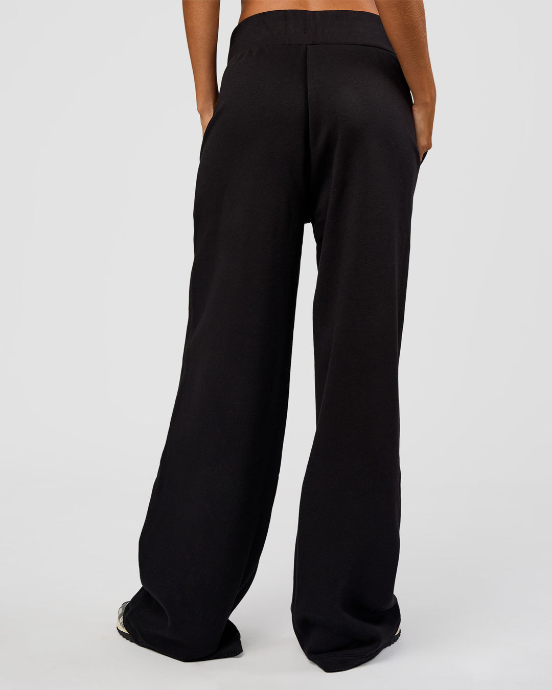 Woman wearing Go-To Wide Leg Track Pant Tall - Black | Model:Georgia | Size:XS - view 5