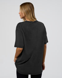 Woman wearing 1% Better Every Day EST FLXCotton Oversized Tee - Black Washed | Model:Leilani | Size:XS | Thumbnail Index: 6