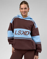 Woman wearing A-Team Oversized Hoodie - Hot Chocolate-Open Air | Model:Amity | Size:XS | Thumbnail Index: 3