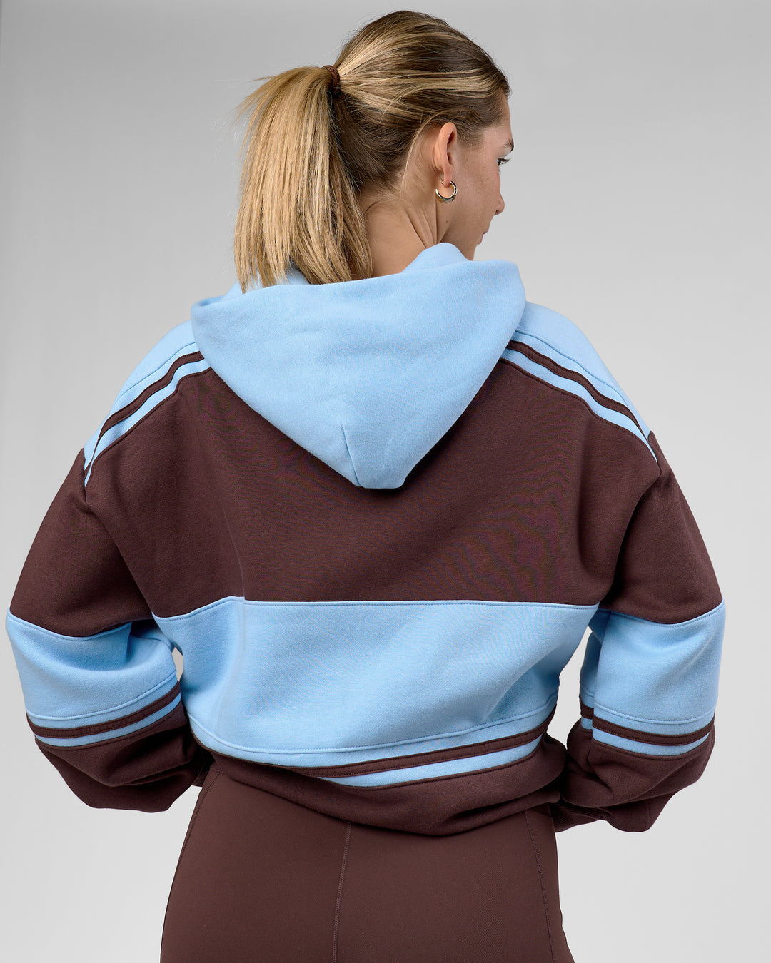 Woman wearing A-Team Oversized Hoodie - Hot Chocolate-Open Air | Model:Amity | Size:XS - view 5