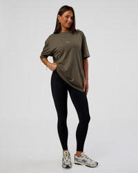 Woman wearing Abstract Haze FLXCotton Tee - Walnut Grey-White | Model:Bianca | Size:XS | Thumbnail Index: 8