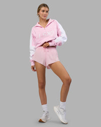 Woman wearing Accelerate 3" Running Short - Marshmallow-Candy Pink | Model:Leilani | Size:XS | Thumbnail Index: 4