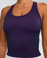 Woman wearing Activate Seamless Ribbed Shelf Bra Tank - Future Navy-Ultra Fuchsia | Model:Charli | Size:XS | Thumbnail Index: 10