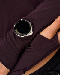 Woman wearing AeroFLX+ Long Sleeve Skimmer Half Zip - Midnight Plum/Midnight Plum | Model:Maja | Size:XS | Thumbnail Index: 1