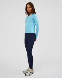 Woman wearing AeroFLX+ Seamless Long Sleeve Tee - Baltic Sea/Baltic Sea | Model:Dakota | Size:XS | Thumbnail Index: 5