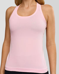 Woman wearing AeroFLX+ Seamless Tank - Marshmallow/Marshmallow | Model:Leilani | Size:XS | Thumbnail Index: 3