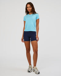 Woman wearing AeroFLX+ Seamless Tee - Baltic Sea/Baltic Sea | Model:Dakota | Size:XS | Thumbnail Index: 4