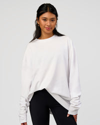 Woman wearing AfterDark ZeroCrease Long Sleeve Tee - White | Model:Loren | Size:XS | Thumbnail Index: 3