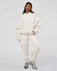 Woman wearing AfterDark ZeroCrease Oversized Hoodie - Silver Marl | Model:Loren |Size:XS | Thumbnail Index: 11
