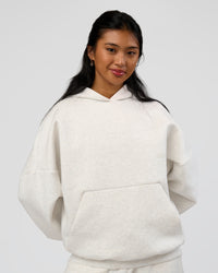 Woman wearing AfterDark ZeroCrease Oversized Hoodie - Silver Marl | Model:Loren |Size:XS | Thumbnail Index: 3