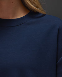 Woman wearing AfterDark ZeroCrease Oversized Tee - Future Navy | Model:Leilani | Size:XS | Thumbnail Index: 12