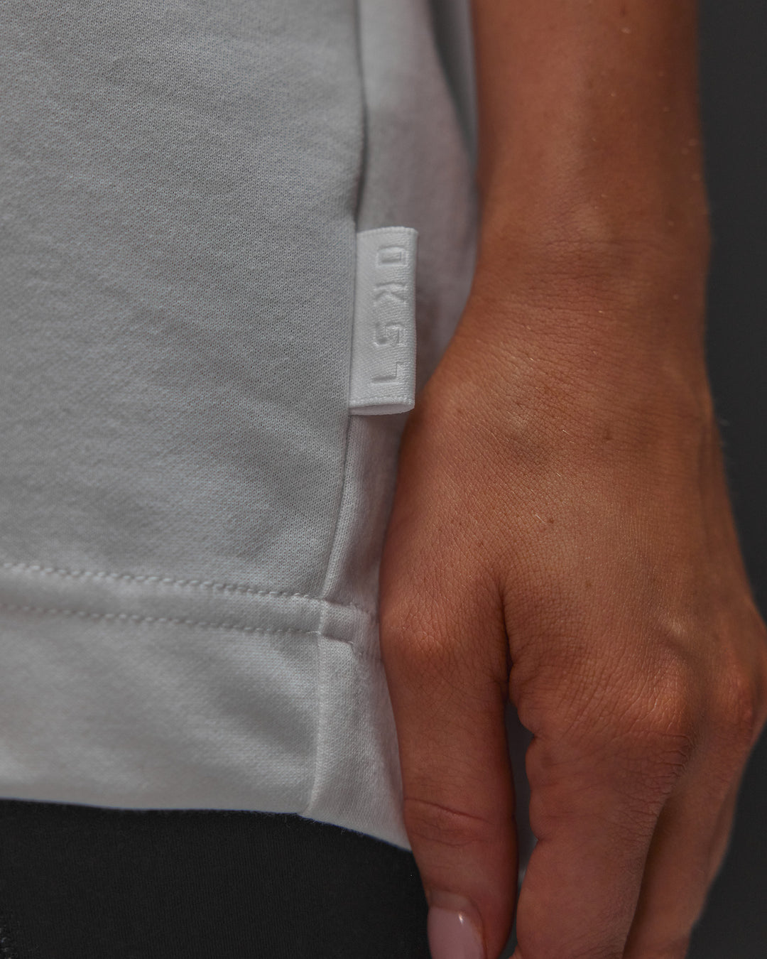 Woman wearing AfterDark ZeroCrease Oversized Tee - White | Model:Leilani | Size:XS - view 17