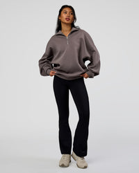 Woman wearing AfterDark ZeroCrease Quarter Zip - Duskstone | Model:Loren | Size:XS | Thumbnail Index: 4
