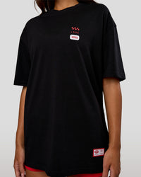 Woman wearing Archive FLXCotton Oversized Tee - Black-Scarlet | Model:Kirstyn | Size:XS | Thumbnail Index: 8