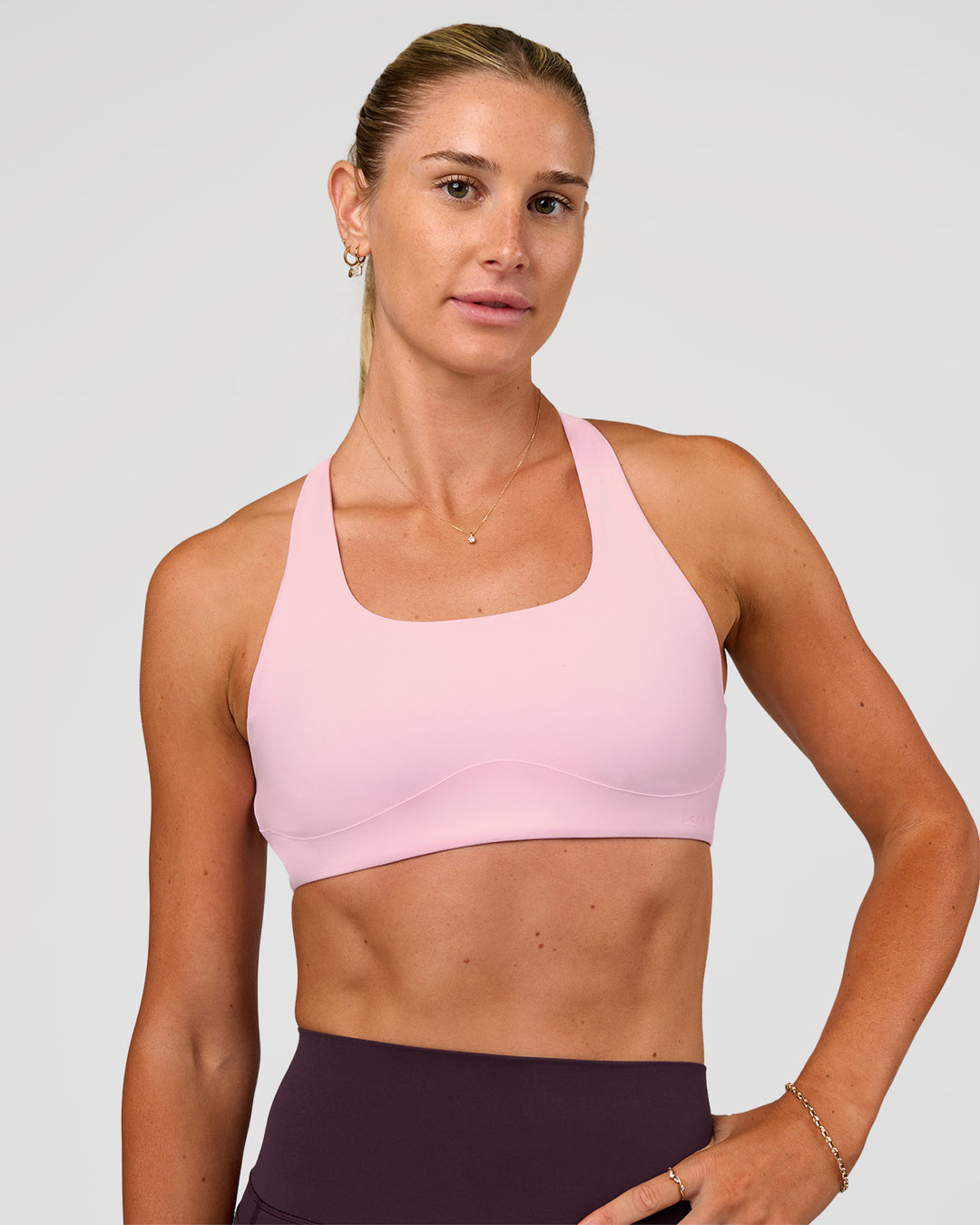 Woman wearing Aspire Sports Bra - Marshmallow | Model:Emelia | Size:XS - view 4