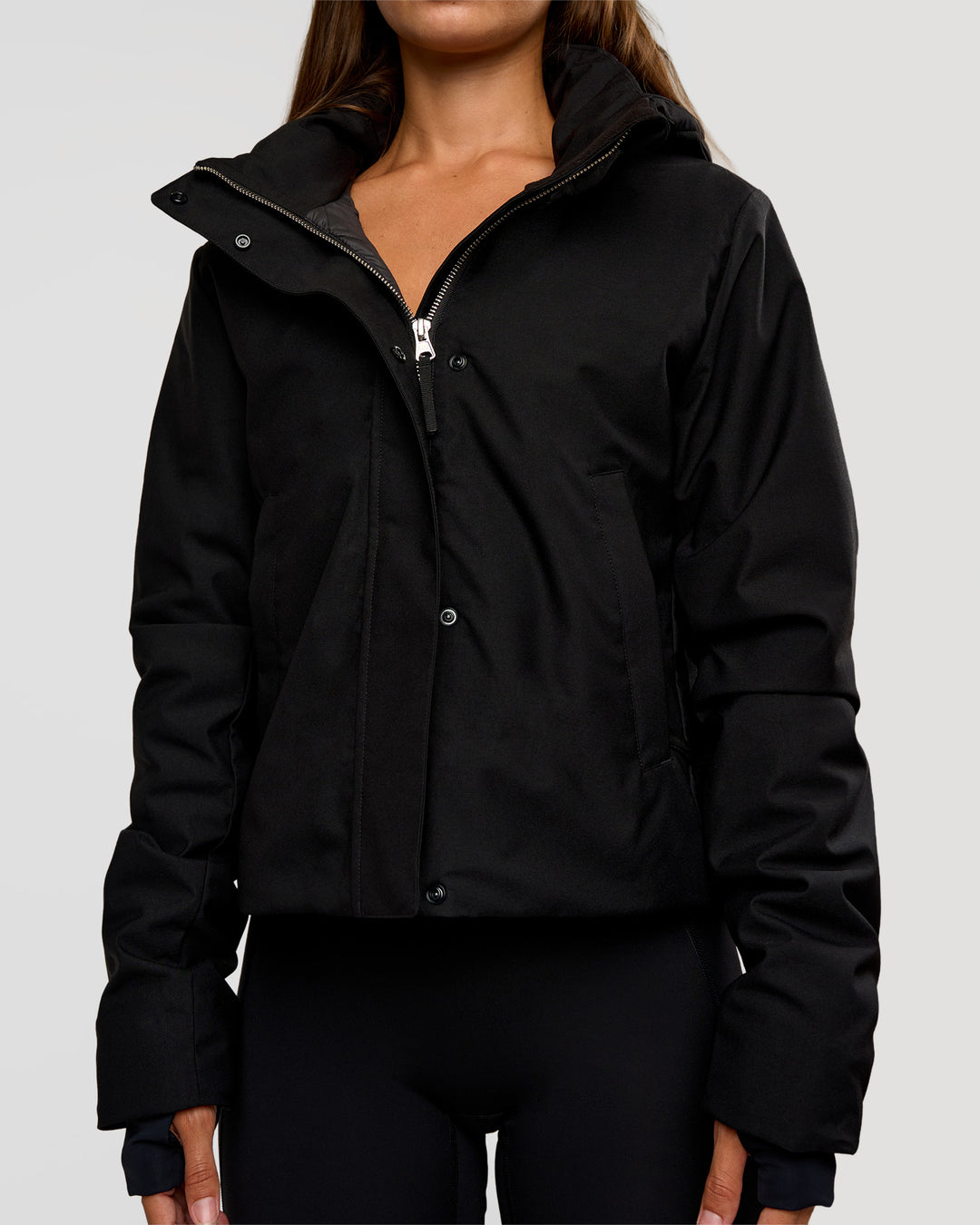 Woman wearing Auxiliary 2.0 Jacket - Black | Model:Brylee | Size:XS - view 12