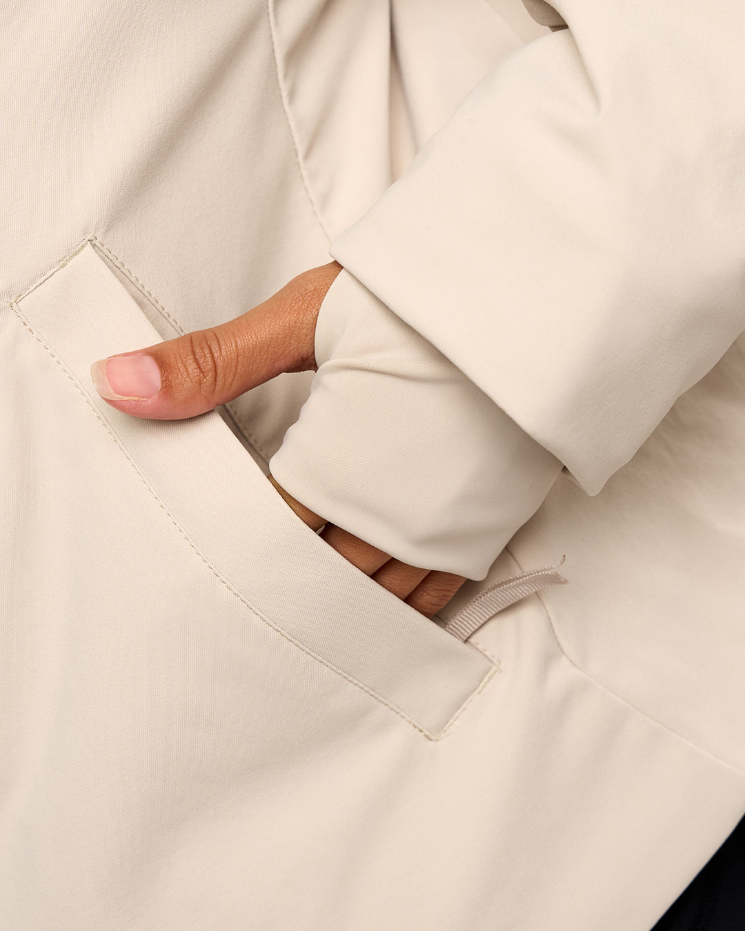 Woman wearing Auxiliary 2.0 Jacket - Shale Beige | Model:Brylee | Size:XS - view 2