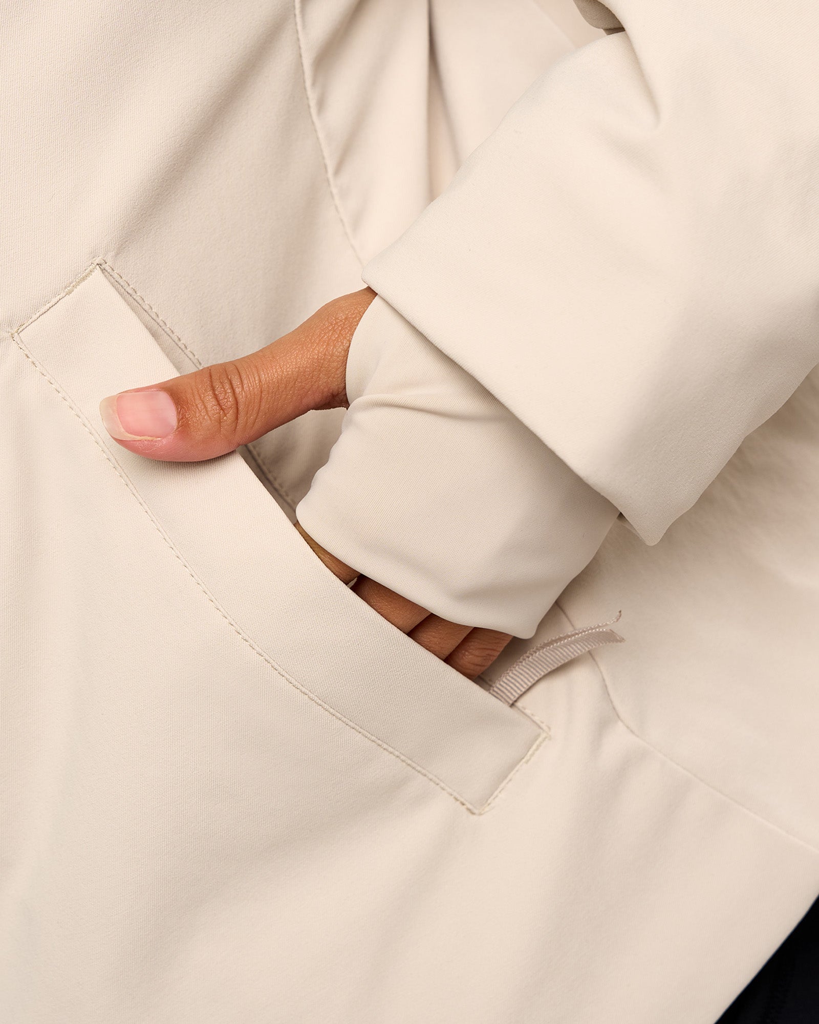 Woman wearing Auxiliary 2.0 Jacket - Shale Beige | Model:Brylee | Size:XS