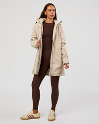 Woman wearing Auxiliary 2.0 Longline Jacket - Shale Beige | Model:Brylee | Size:XS | Thumbnail Index: 9