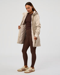 Woman wearing Auxiliary 2.0 Longline Jacket - Shale Beige | Model:Brylee | Size:XS | Thumbnail Index: 1
