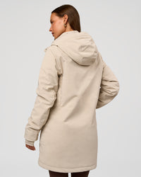 Woman wearing Auxiliary 2.0 Longline Jacket - Shale Beige | Model:Brylee | Size:XS | Thumbnail Index: 4