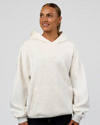 Woman wearing Base Oversized Hoodie - Silver Marl | Model:Maja | Size:XS | Thumbnail Index: 1