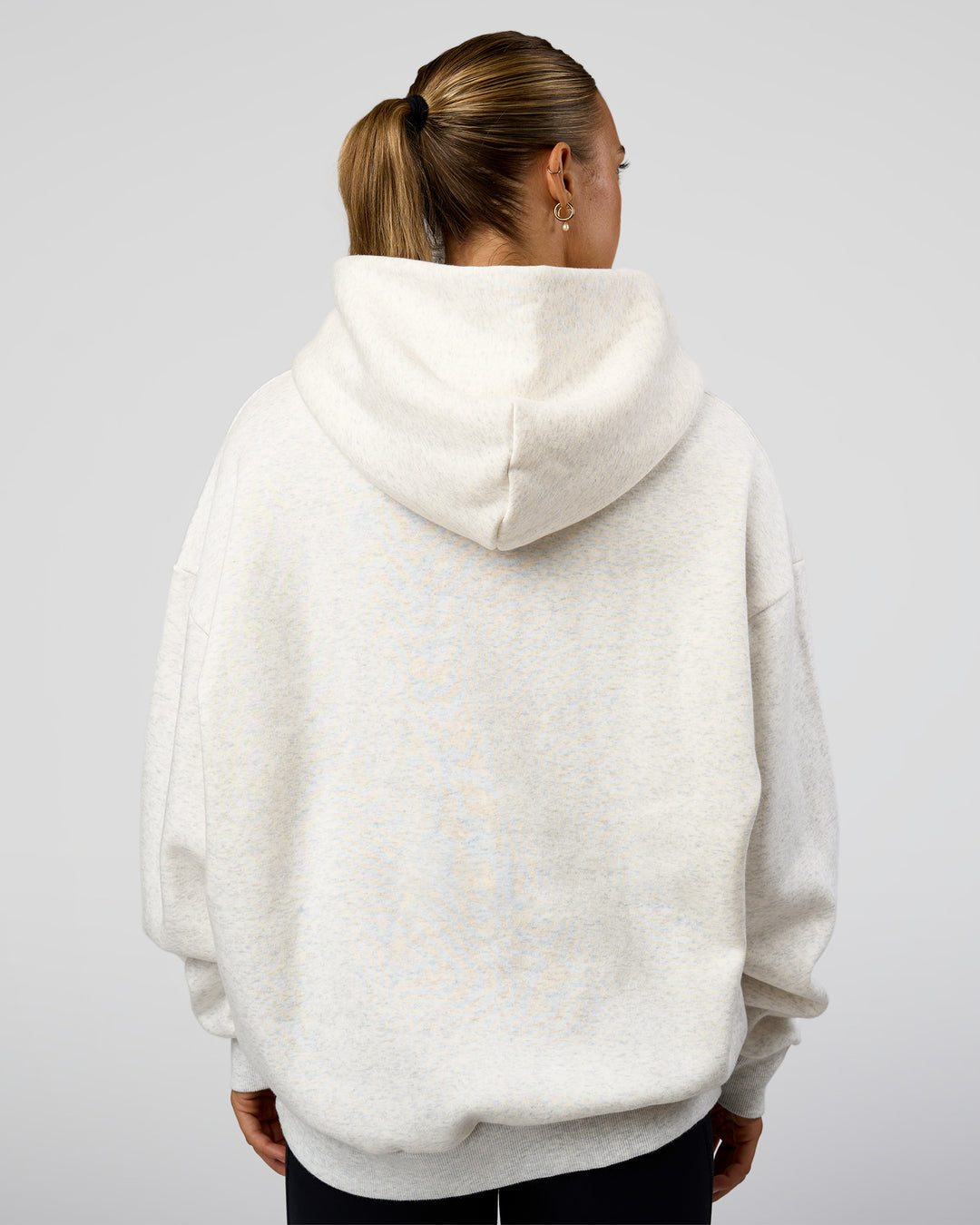 Woman wearing Base Oversized Hoodie - Silver Marl | Model:Maja | Size:XS - view 9