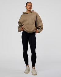 Woman wearing Base Oversized Hoodie - Taupe Ash | Model:Maja | Size:XS | Thumbnail Index: 9