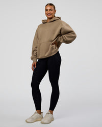 Woman wearing Base Oversized Hoodie - Taupe Ash | Model:Maja | Size:XS | Thumbnail Index: 4