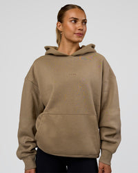 Woman wearing Base Oversized Hoodie - Taupe Ash | Model:Maja | Size:XS | Thumbnail Index: 3