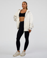 Woman wearing Base Zip Through Oversized Hoodie - Silver Marl | Model:Maja | Size:XS | Thumbnail Index: 8