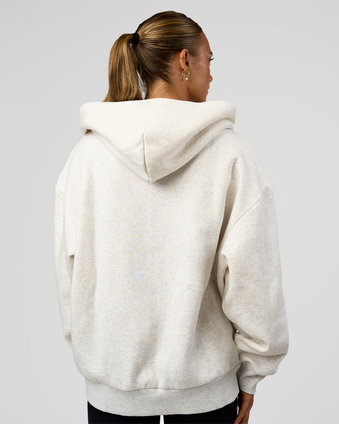 Woman wearing Base Zip Through Oversized Hoodie - Silver Marl | Model:Maja | Size:XS - view 8