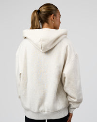 Woman wearing Base Zip Through Oversized Hoodie - Silver Marl | Model:Maja | Size:XS | Thumbnail Index: 7