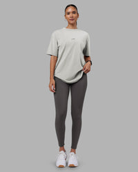 Woman wearing Be Yourself FLXCotton Tee Oversize - Circular Grey Washed-Violet | Model:Rhiley | Size:XS | Thumbnail Index: 4